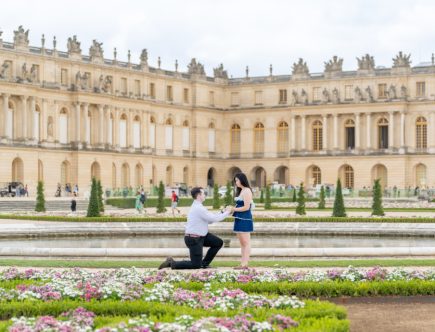 surprise proposal at Garden of Versailles palace