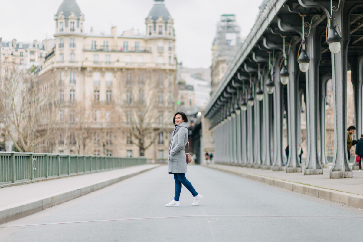 Solo Holiday photoshoot at Bir Hakeim Bridge Paris by Eny Therese Photography