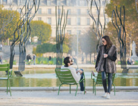 Holiday honeymoon photoshoot at Tuilleries garden Paris during Autumn by Eny Therese Photography